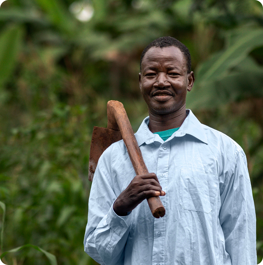 Nigerian farmer with tools